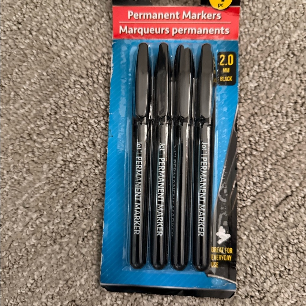 Permanent Black Markers Set